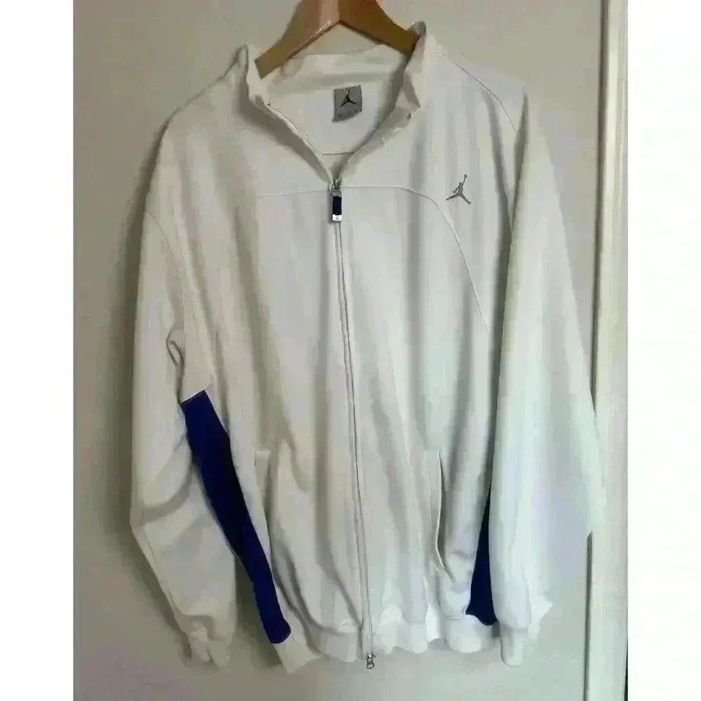 Nike Air Jordan Jumpman Jacket Full Zipper Men’s XL White With Blue Trim Track